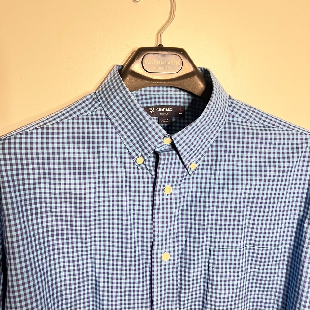 Daniel Cremieux Men’s Large Blue Navy Check Shirt 100% Cotton Button-Down Shirt - Picture 3 of 11